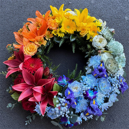 Funeral Wreath #14 Rainbow丨Funeral Flowers delivery Melbourne