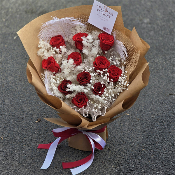 Red Fairy Everlasting Preserved Flower Bouquet丨Preserved Flowers丨Dry Flowers Melbourne