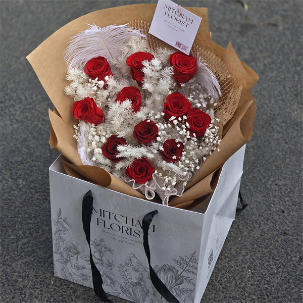 Red Fairy Everlasting Preserved Flower Bouquet丨Preserved Flowers丨Dry Flowers Melbourne