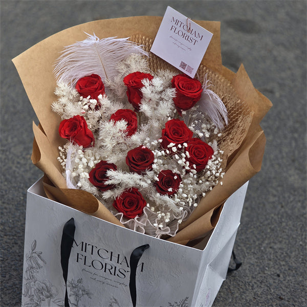 Red Fairy Everlasting Preserved Flower Bouquet丨Preserved Flowers丨Dry Flowers Melbourne
