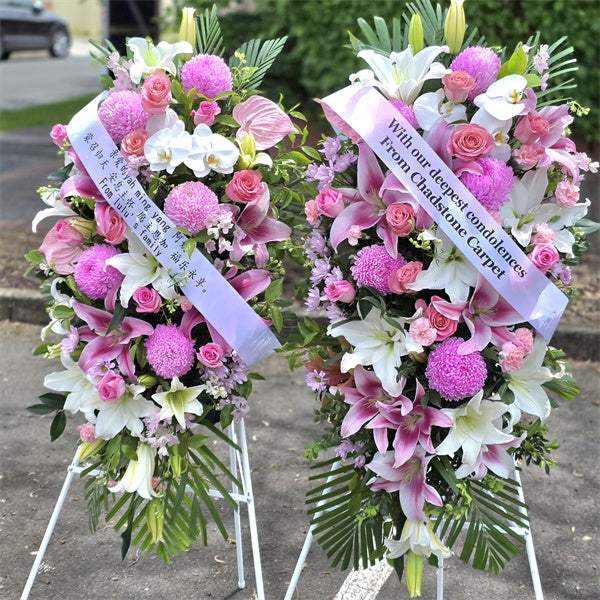 Funeral Spray Tributes #5 White & Pink丨Melbourne Funeral Flowers Delivery