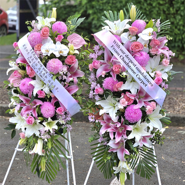 Funeral Spray Tributes #5 White & Pink丨Melbourne Funeral Flowers Delivery