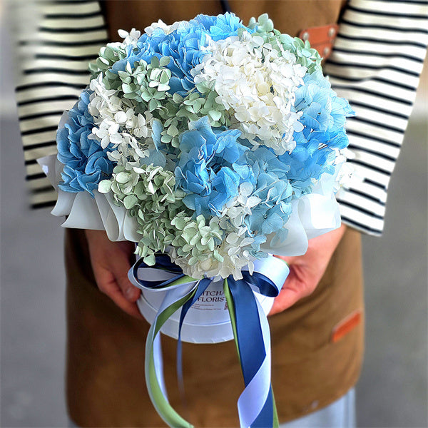Everlasting Preserved Hydrangea Flower Hatbox Small丨Preserved Flowers丨Dry Flowers Melbourne'
