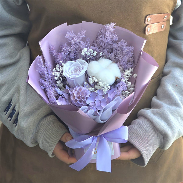 Purple Everlasting Preserved Flower Bouquet Mini Size丨Preserved Flowers丨Dry Flowers Melbourne