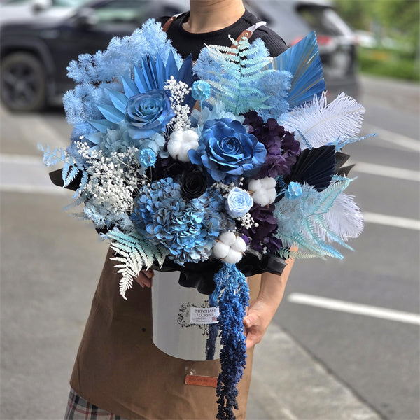 Galaxy Colour Everlasting Preserved Flower Hatbox Large丨Preserved Flowers丨Dry Flowers Melbourne