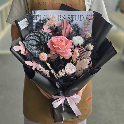 Black&Pink Everlasting Preserved Flower Bouquet Medium丨Preserved Flowers丨Dry Flowers Melbourne