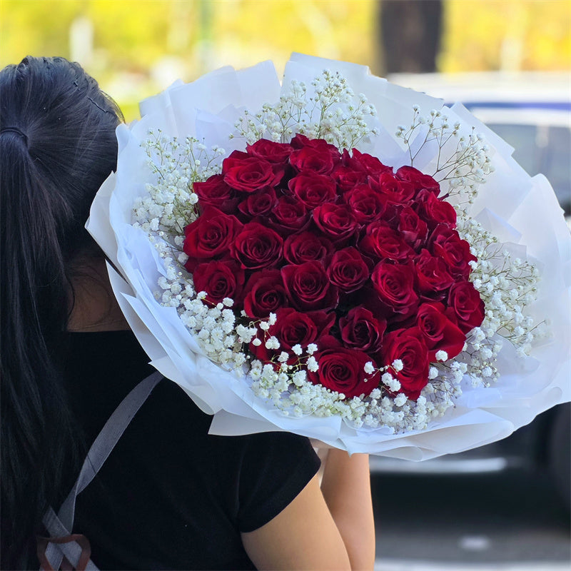 33 Red Roses & Gyp Bouquet