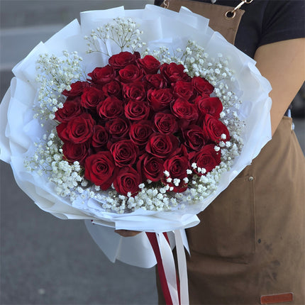 33 Red Roses & Gyp Bouquet