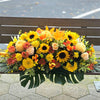 Funeral Casket Spray Flowers #21 80-120cm Yellow & Orange Seasonal丨Funeral Flowers delivery Melbourne