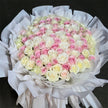 99 White & Pink Roses