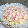 99 White & Pink Roses