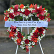 Funeral Heart Wreath #32 30cm/65cm White & Red Style丨Funeral Flowers delivery Melbourne