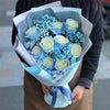 9 Ice Blue Roses & Gyp