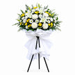 Funeral Flower Stand 1.65m White & Yellow | Melbourne Funeral Flowers丨墨尔本葬礼白黄色系站立式花篮1.65米