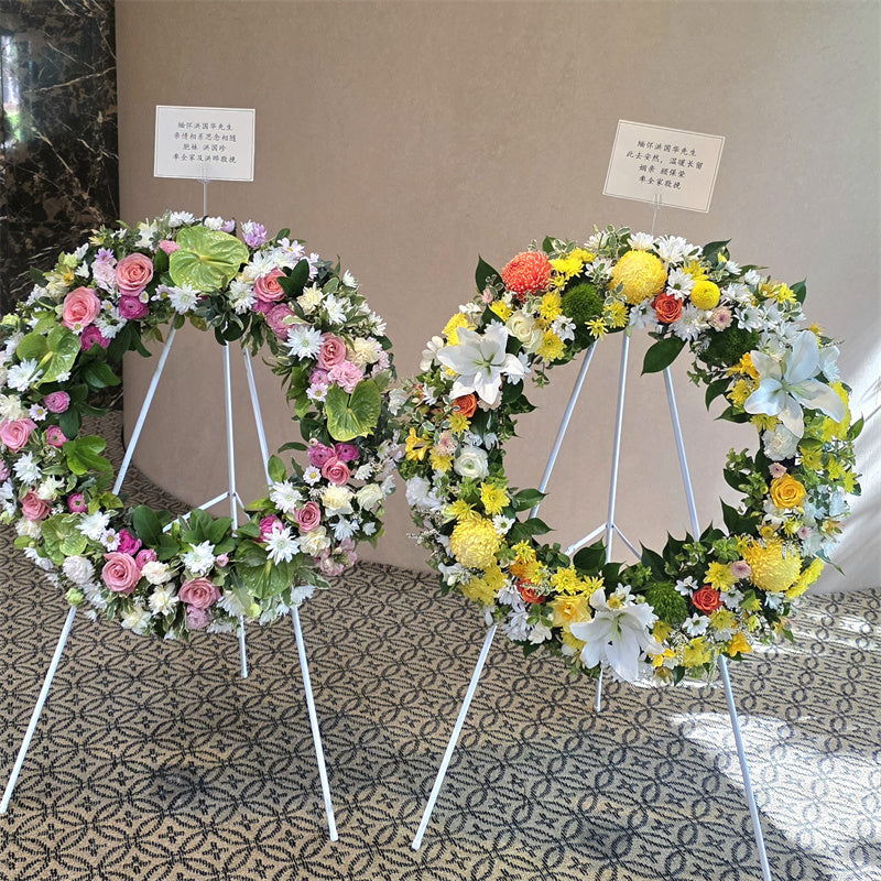 Funeral Wreath #23 Pink & Green & White丨Funeral Flowers delivery Melbourne