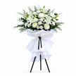 Funeral Flower Stand 1.65m All White | Melbourne Funeral Flowers丨墨尔本葬礼全白色系站立式花篮1.65米