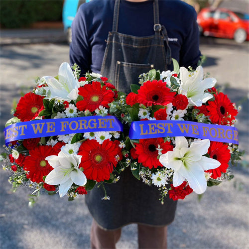 Anzac Day Wreath Classic Red & White丨Melbourne Anzac Day Flowers