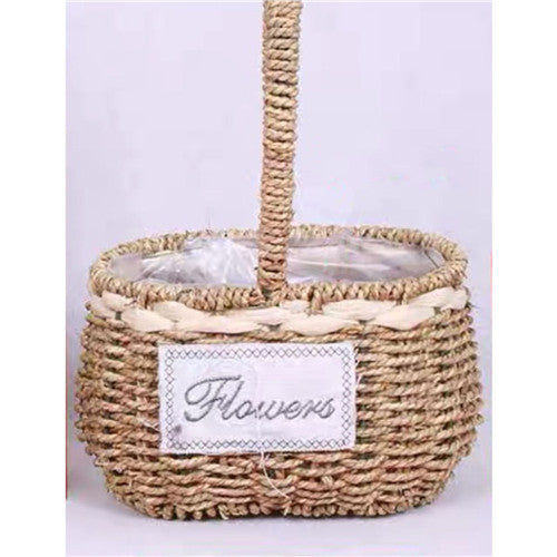 Flower Bamboo Basket with handle