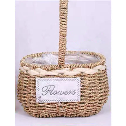 Flower Bamboo Basket with handle