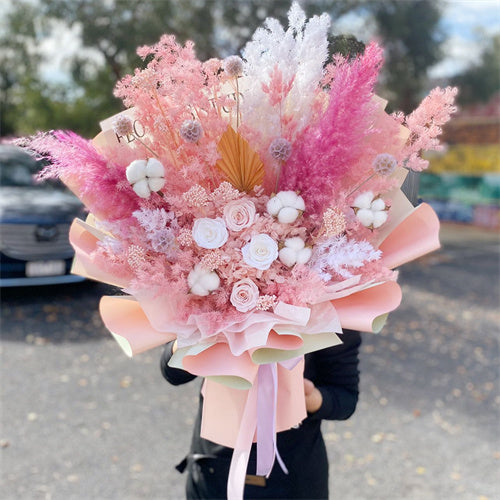 Pink Everlasting Preserved Flower Bouquet Large Size丨Preserved Flowers丨Dry Flowers Melbourne