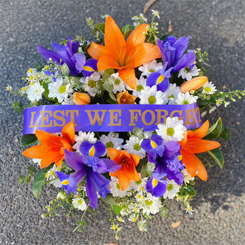 Anzac Day Wreath Orange & White & Blue丨Melbourne Anzac Day Flowers