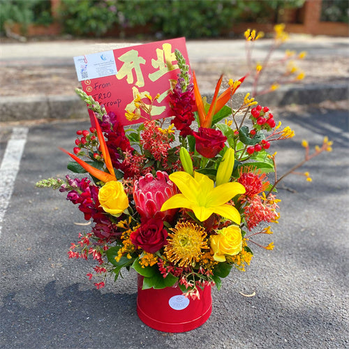 Business Opening Flowers - Hatbox Style 1 墨尔本开业花抱抱桶