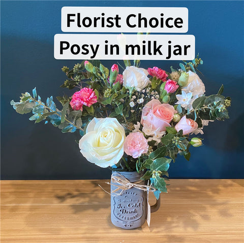 Posy in Milk Jar (Florist Choice)