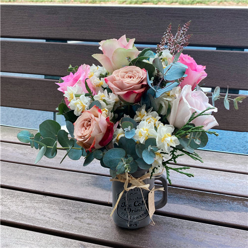 Roses in Milk Jar