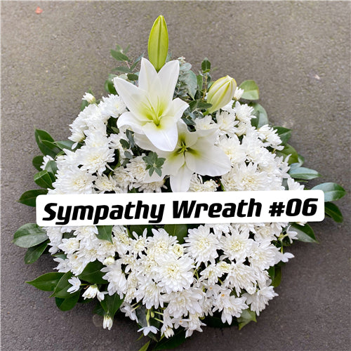 Funeral Wreath #6 White & Lily Focal丨Funeral Flowers delivery Melbourne