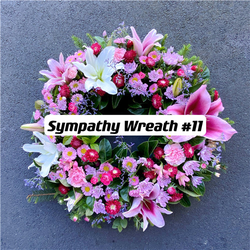 Funeral Wreath #11 Pink (with lilies)丨Funeral Flowers delivery Melbourne