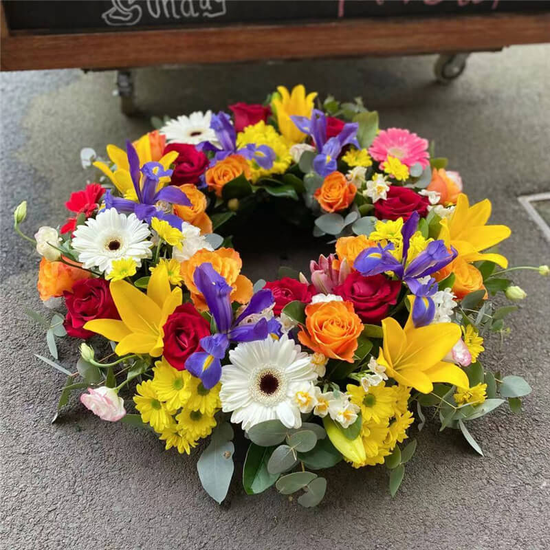 Funeral Wreath #7 Bright Mix丨Funeral Flowers delivery Melbourne