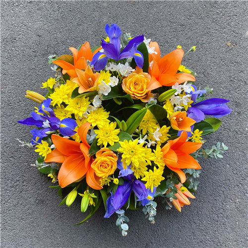 Funeral Wreath #2 Yellow & Orange & Blue丨Funeral Flowers delivery Melbourne