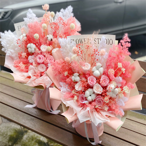 Pink Everlasting Preserved Flower Bouquet Large Size丨Preserved Flowers丨Dry Flowers Melbourne