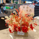 Preserved Flower Basket - Red & Gold